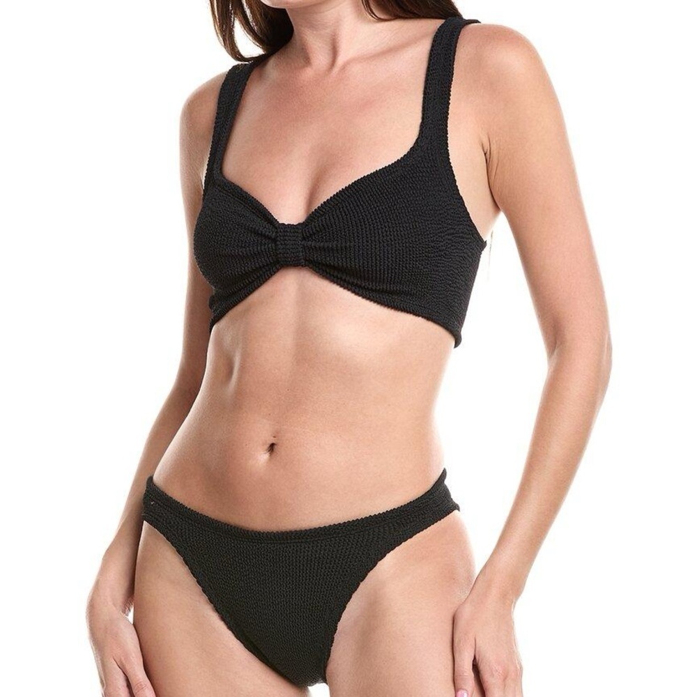 Hunza G Bonnie 2pc Bikini Set Black Swimwear OS NWT 255$ - Picture 5 of 12